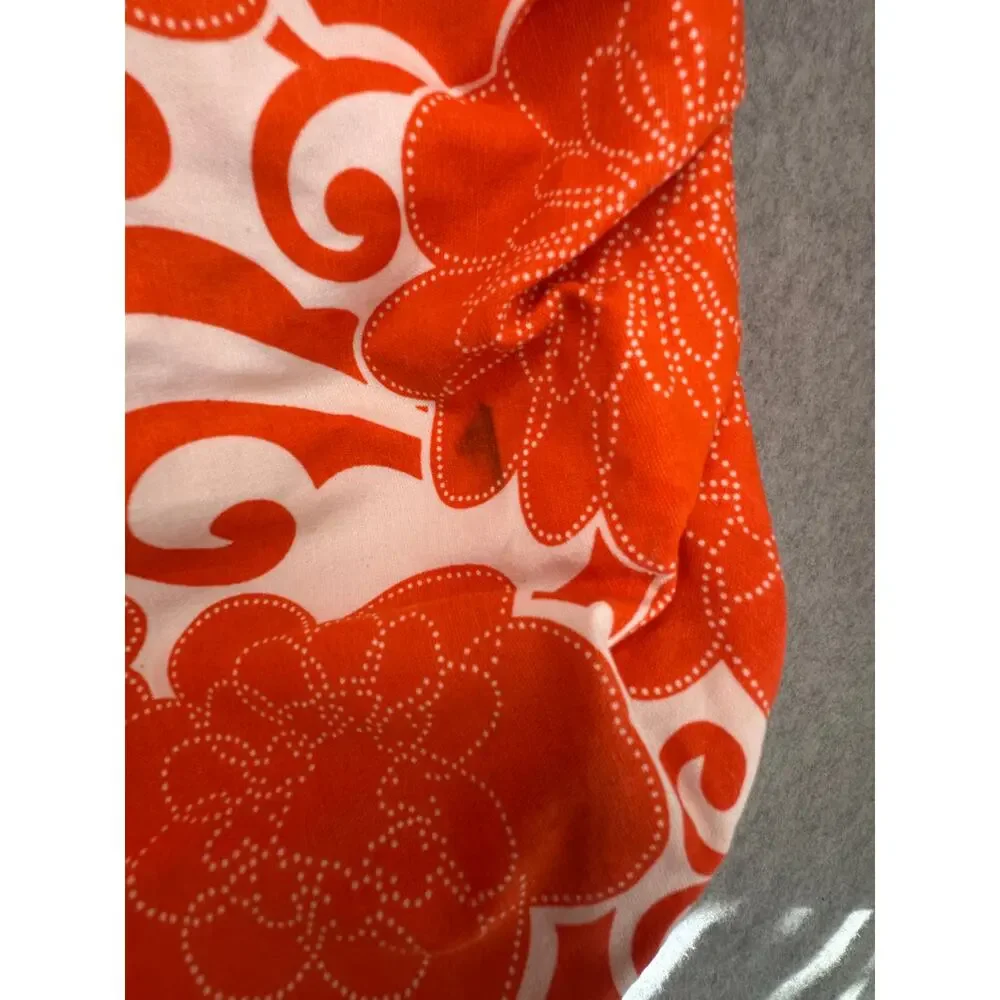 Saks Fifth Avenue Floral Canvas Shoulder Bag Orange Single Handle Retro 70s